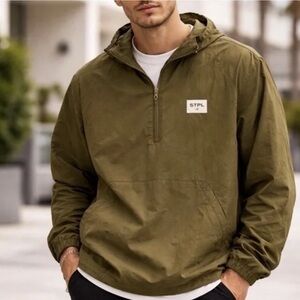 Staple Olive Green Half-Zip Windbreaker